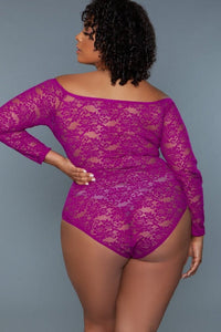 BeWicked Fuchsia Scooped Neck Long Sleeves Bodysuit in Fuchsia 