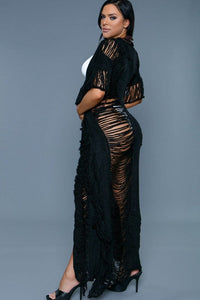 BeWicked Full Length Crochet Cover Ups in Black 