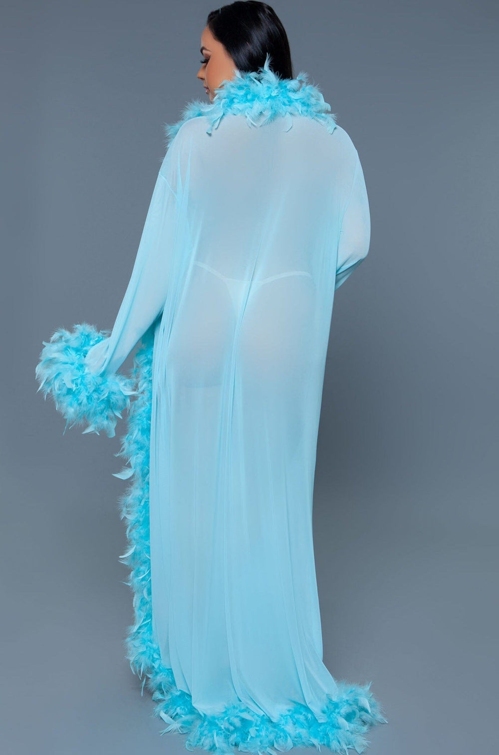 Full-Length Feather Robe-Gowns + Robes-BeWicked-Blue-O/S-SEXYSHOES.COM