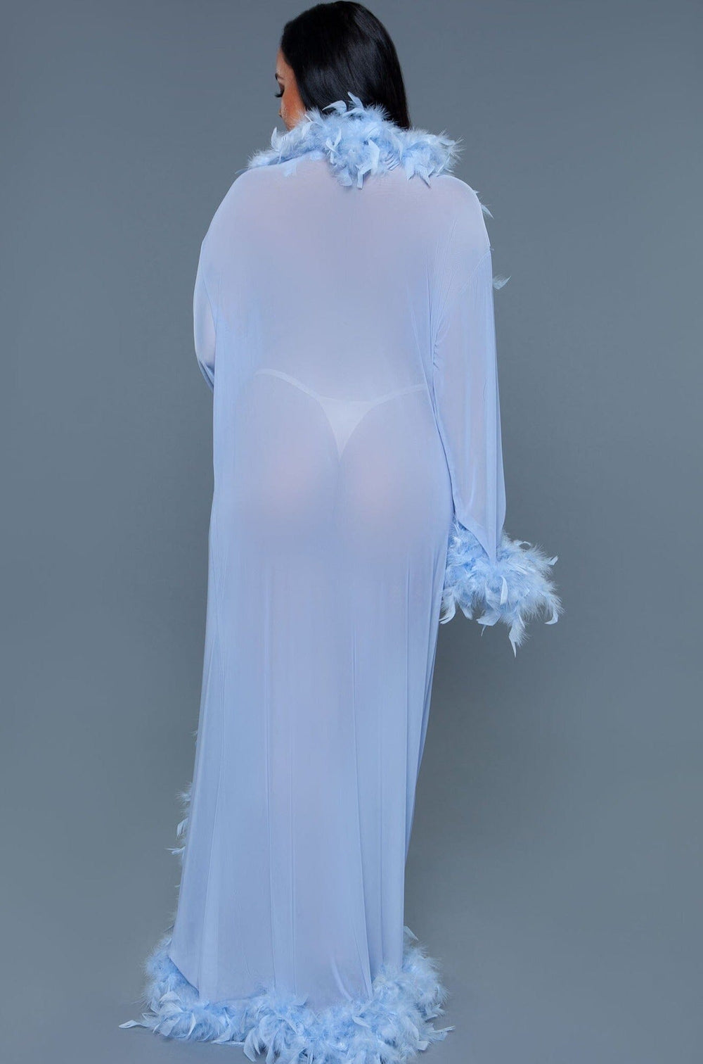 Full-Length Feather Robe-Gowns + Robes-BeWicked-Blue-O/S-SEXYSHOES.COM