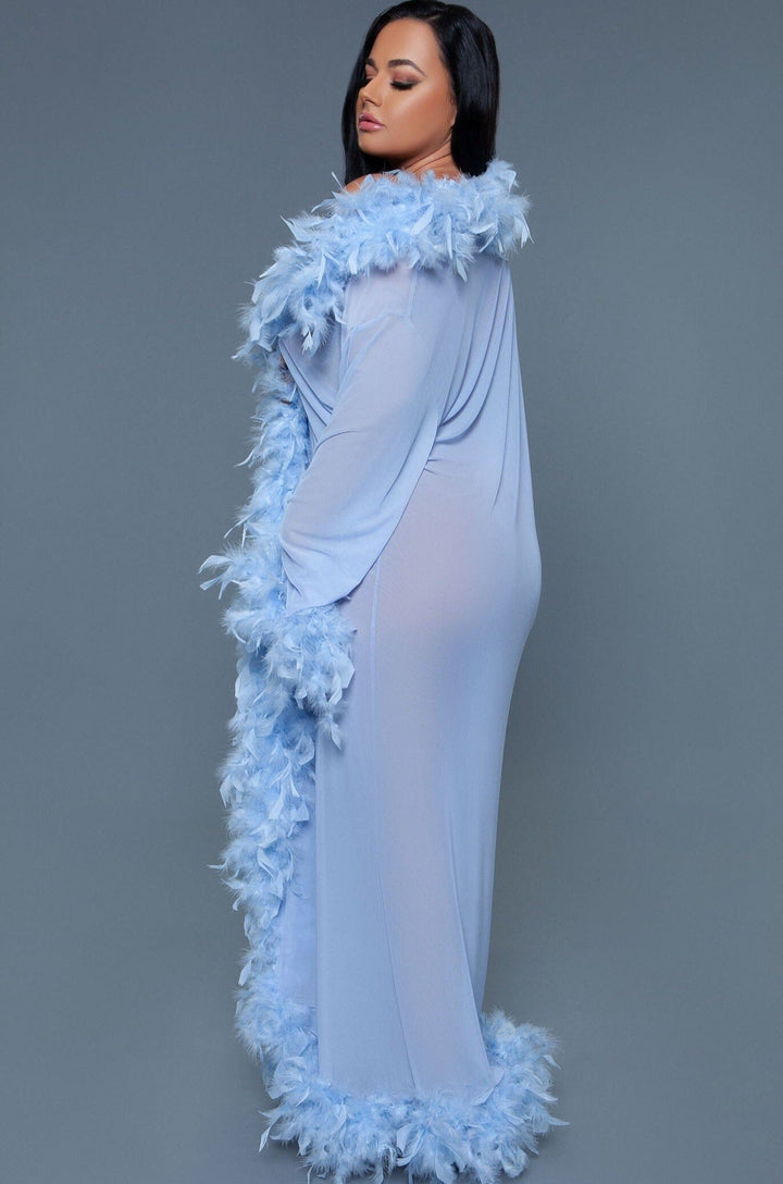 Full-Length Feather Robe-Gowns + Robes-BeWicked-Blue-O/S-SEXYSHOES.COM