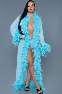 BeWicked Full Length Feather Robe in Blue  from SexyShoes.com