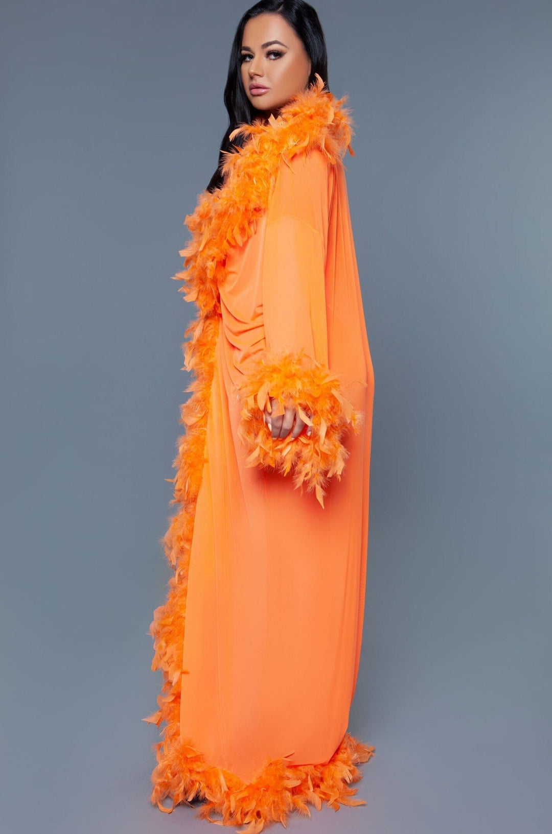 Full-Length Feather Robe-Gowns + Robes-BeWicked-Neon-O/S-SEXYSHOES.COM