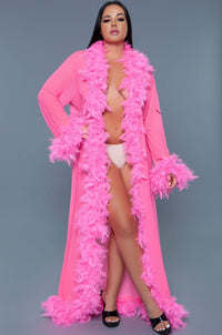 BeWicked Full Length Feather Robe in Neon  from SexyShoes.com