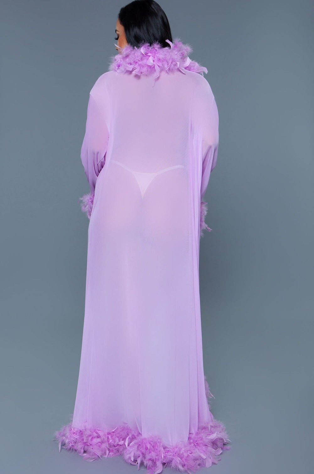 Full-Length Feather Robe-Gowns + Robes-BeWicked-Purple-O/S-SEXYSHOES.COM