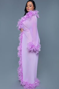 Full-Length Feather Robe-Gowns + Robes-BeWicked-Purple-O/S-SEXYSHOES.COM