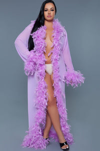 BeWicked Full Length Feather Robe in Purple  from SexyShoes.com
