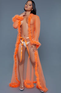 BeWicked Full Length Sheer Marabou Robe in Neon  from SexyShoes.com