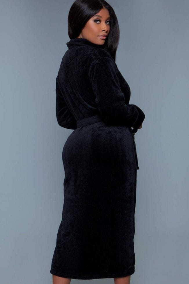 BeWicked Full length Plush Black Robe in Black 