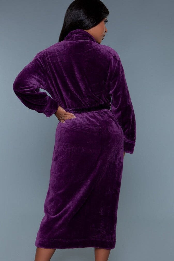 Full-length Plush Purple Robe-Gowns + Robes-BeWicked-SEXYSHOES.COM
