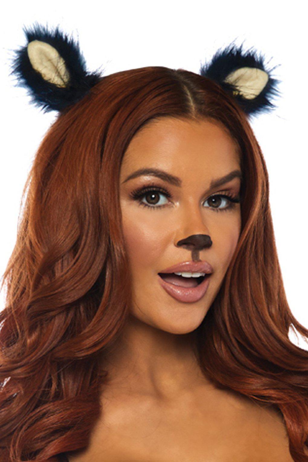 Furry Ear Clips-Costume Headwear-Leg Avenue-Black-O/S-SEXYSHOES.COM