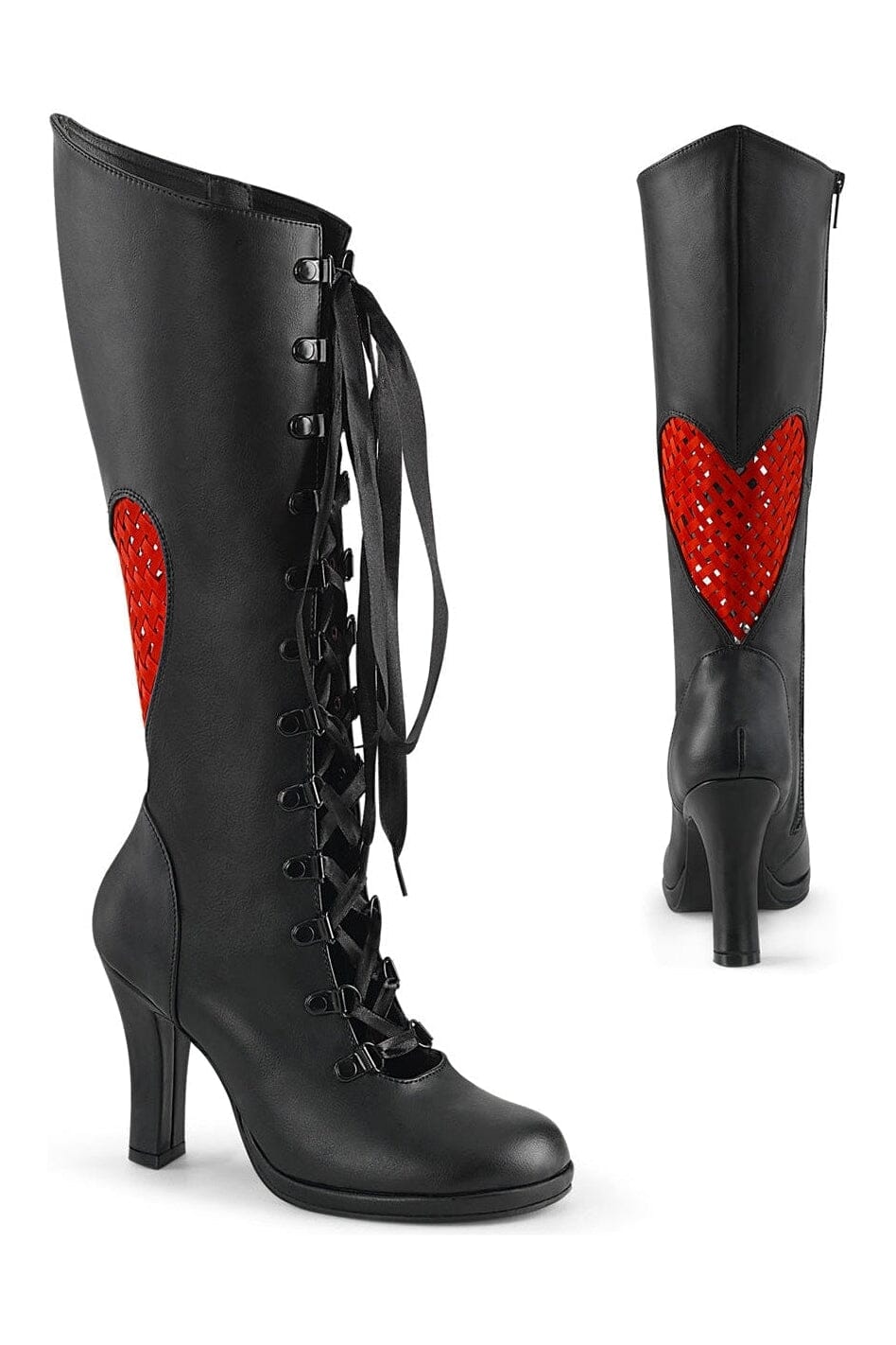 GLAM-243 Black Vegan Leather Knee Boot-Knee Boots-Demonia-Black-10-Vegan Leather-SEXYSHOES.COM