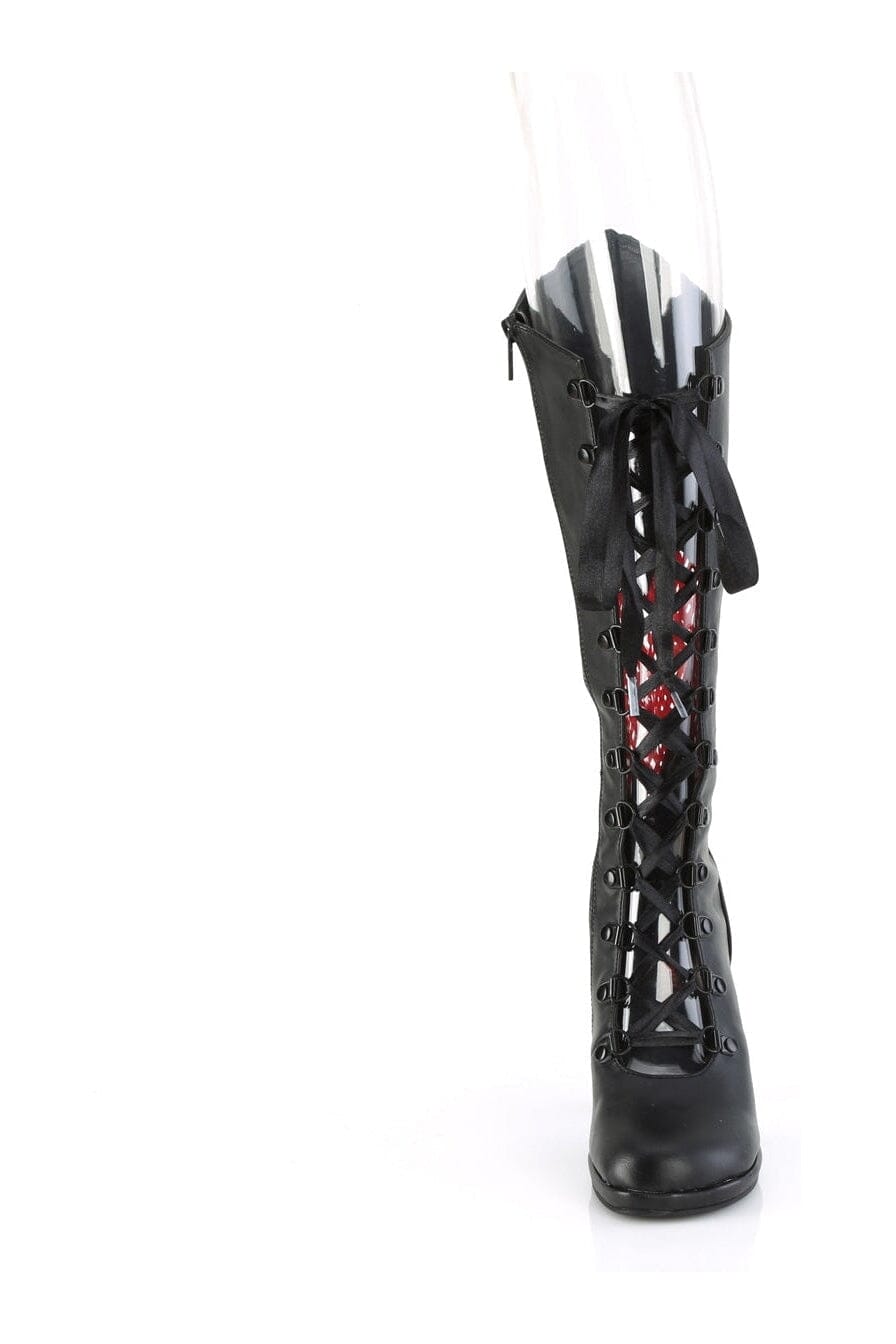GLAM-243 Black Vegan Leather Knee Boot-Knee Boots-Demonia-SEXYSHOES.COM
