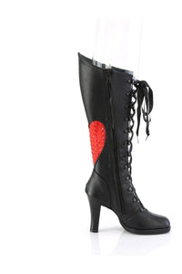 Demonia GLAM-243 Black Vegan Leather Knee Boot in Black Vegan Leather