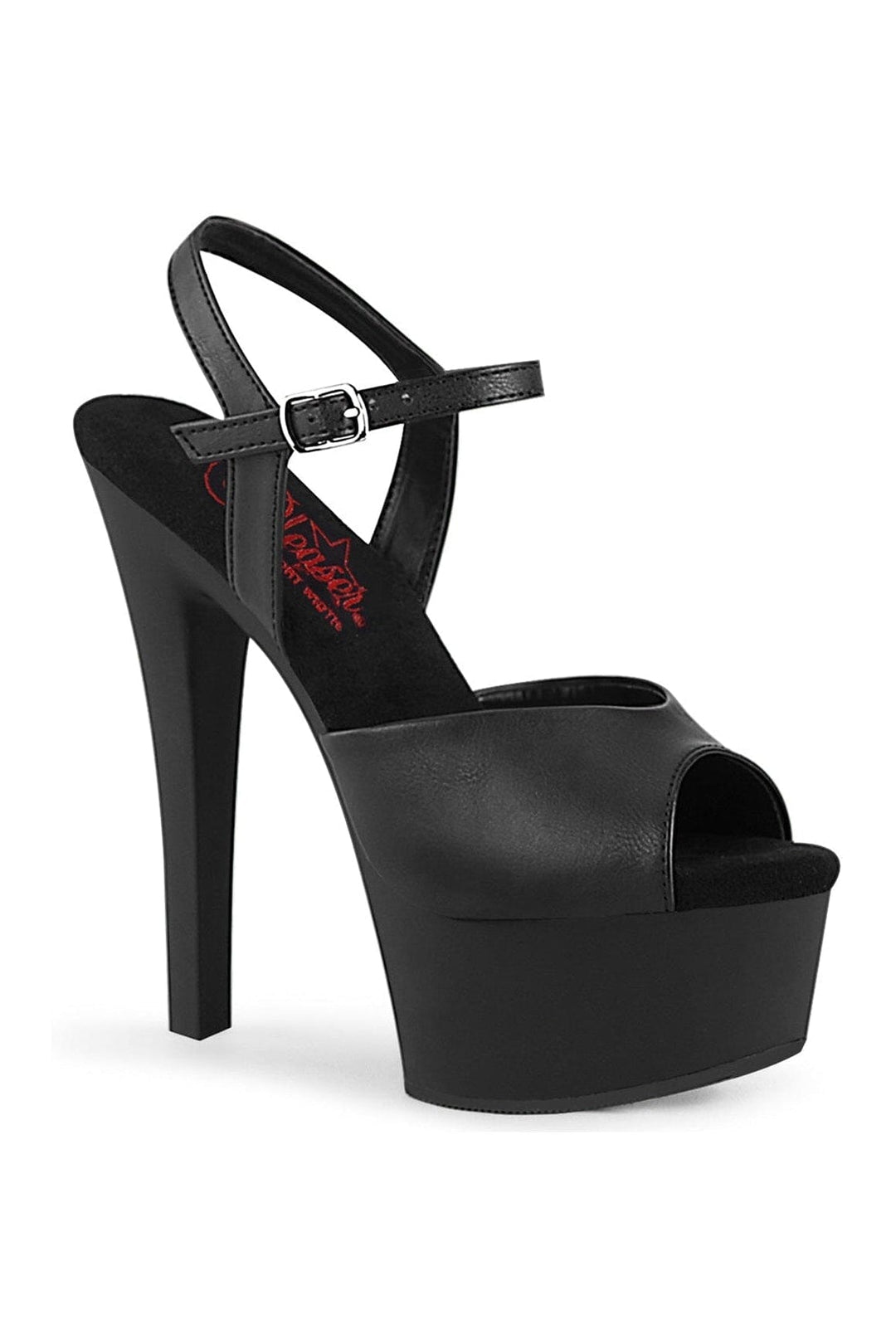 GLEAM-609 Black Faux Leather Sandal-Sandals-Pleaser-Black-10-Faux Leather-SEXYSHOES.COM