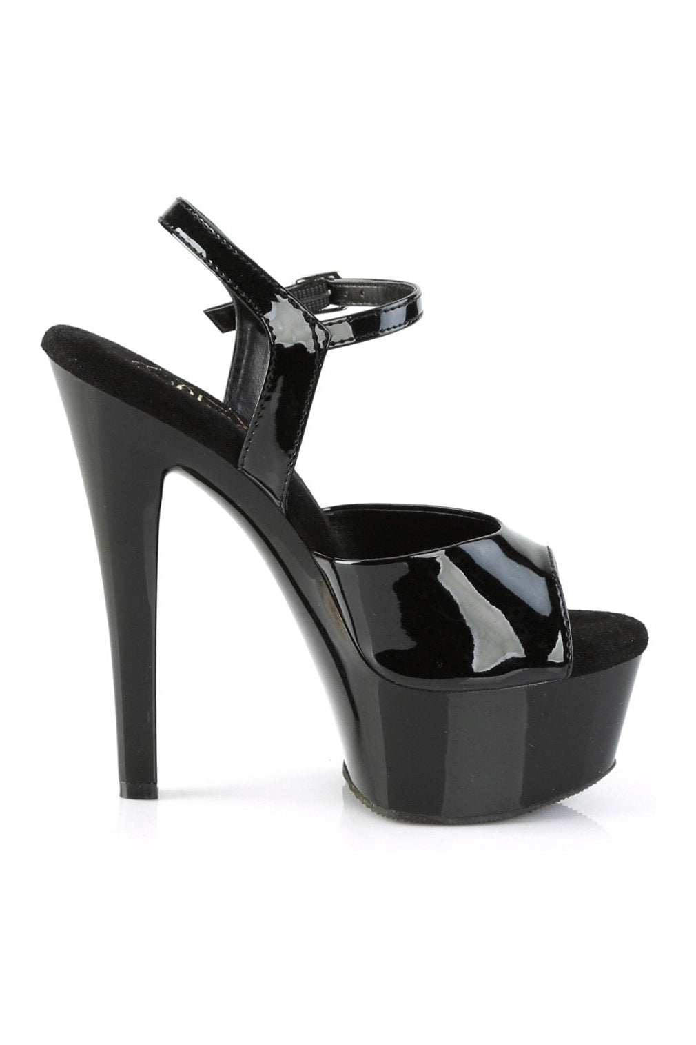 GLEAM-609 Sandal | Black Patent-Sandals-Pleaser-SEXYSHOES.COM