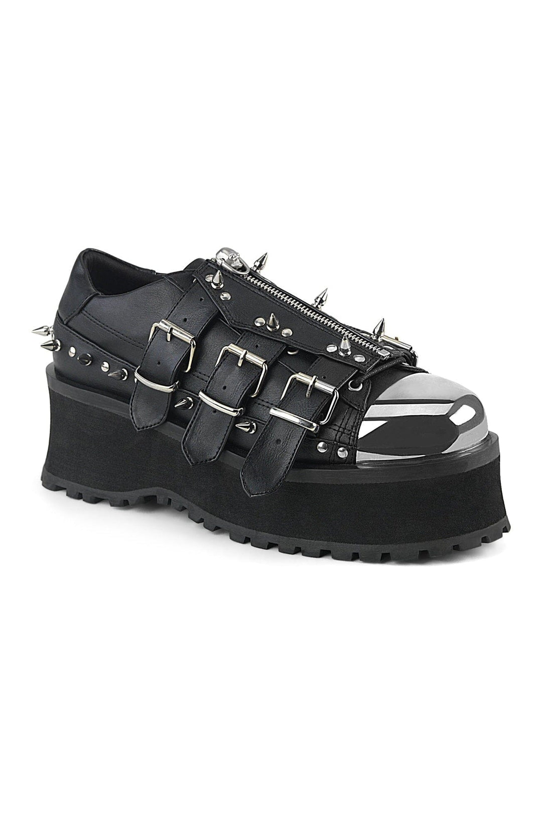 Demonia GRAVEDIGGER-03 Black Vegan Leather Cyber Shoe in Black Vegan Leather from SexyShoes.com