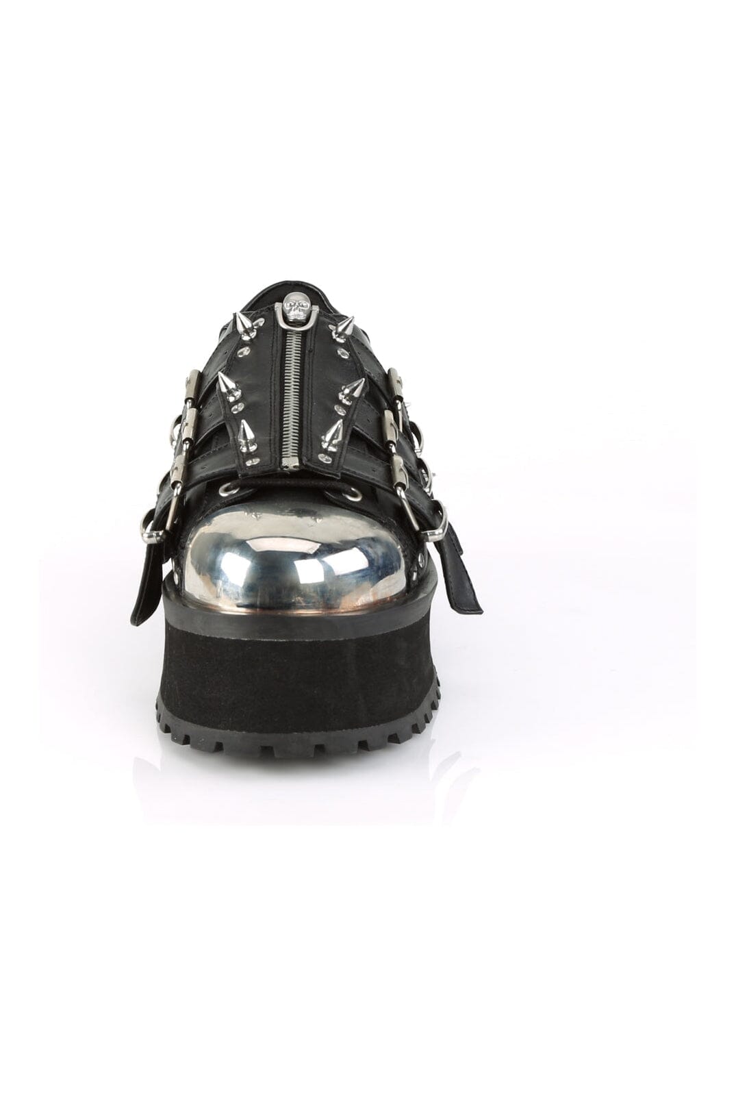 Demonia GRAVEDIGGER-03 Black Vegan Leather Cyber Shoe in Black Vegan Leather