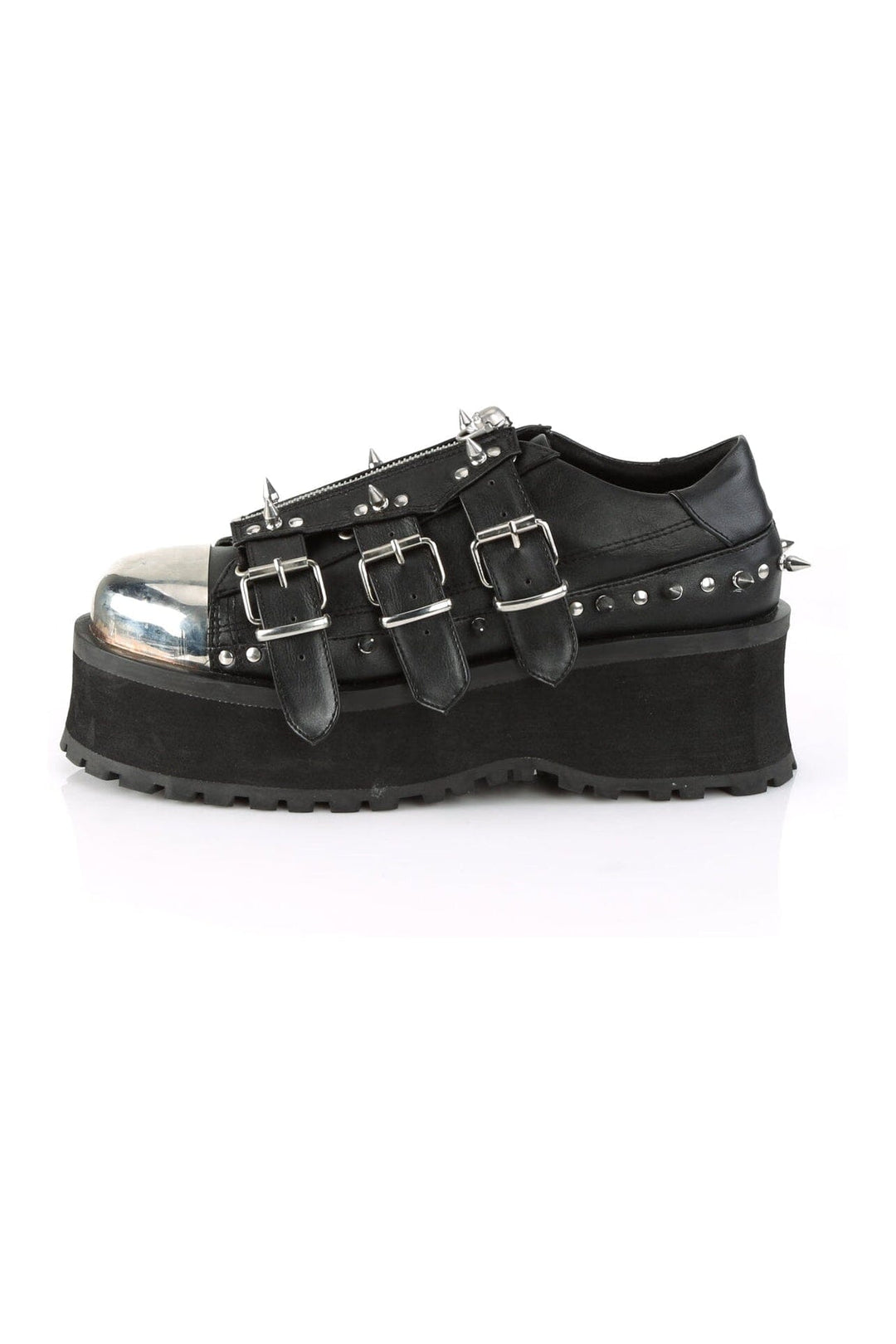 Demonia GRAVEDIGGER-03 Black Vegan Leather Cyber Shoe in Black Vegan Leather