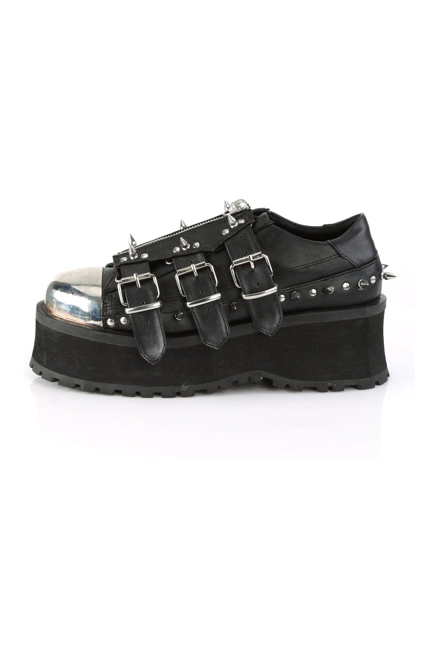 Demonia GRAVEDIGGER-03 Black Vegan Leather Cyber Shoe in Black Vegan Leather