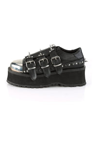 Demonia GRAVEDIGGER-03 Black Vegan Leather Cyber Shoe in Black Vegan Leather
