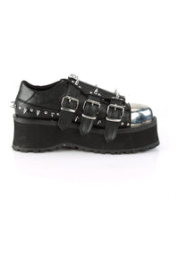Demonia GRAVEDIGGER-03 Black Vegan Leather Cyber Shoe in Black Vegan Leather