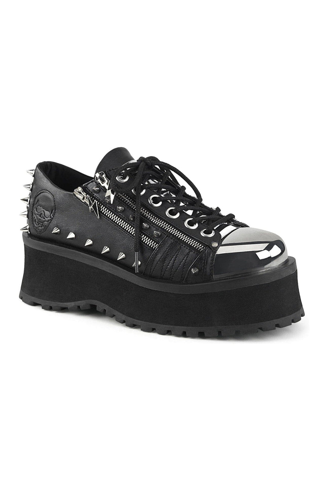 Demonia GRAVEDIGGER-04 Black Vegan Leather Cyber Shoe in Black Vegan Leather from SexyShoes.com