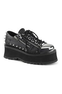 Demonia GRAVEDIGGER-04 Black Vegan Leather Cyber Shoe in Black Vegan Leather from SexyShoes.com