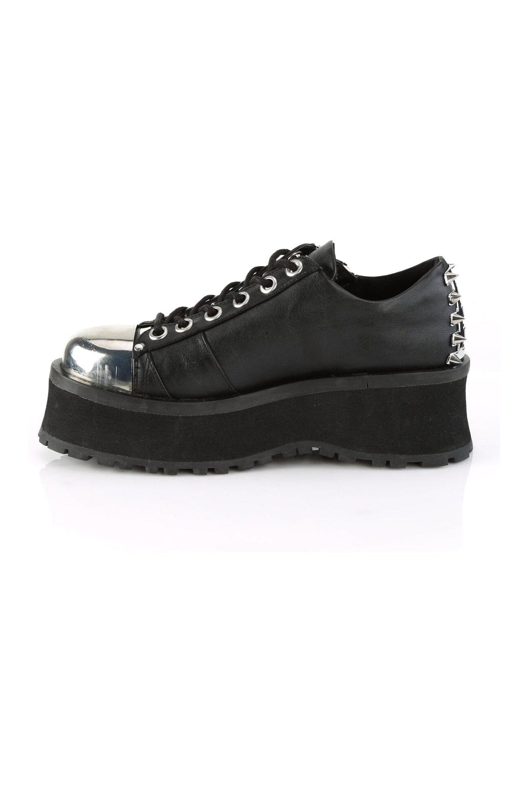 Demonia GRAVEDIGGER-04 Black Vegan Leather Cyber Shoe in Black Vegan Leather