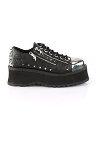 Demonia GRAVEDIGGER-04 Black Vegan Leather Cyber Shoe in Black Vegan Leather