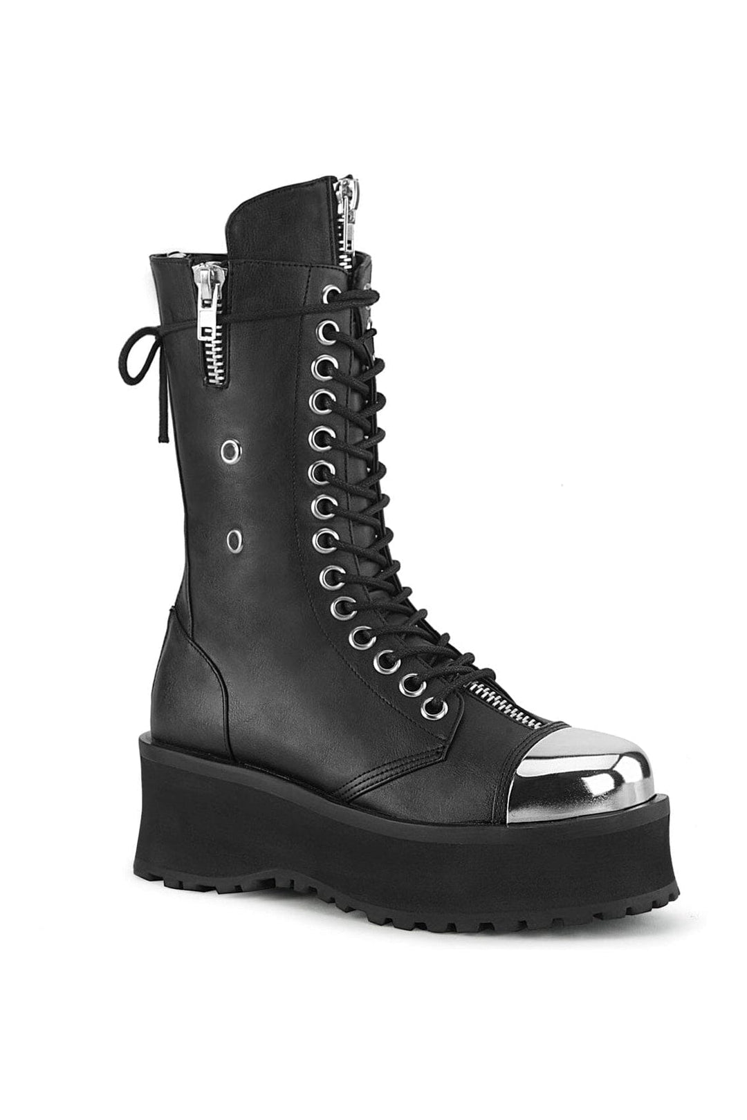 GRAVEDIGGER-14 Black Vegan Leather Knee Boot-Knee Boots-Demonia-Black-10-Vegan Leather-SEXYSHOES.COM
