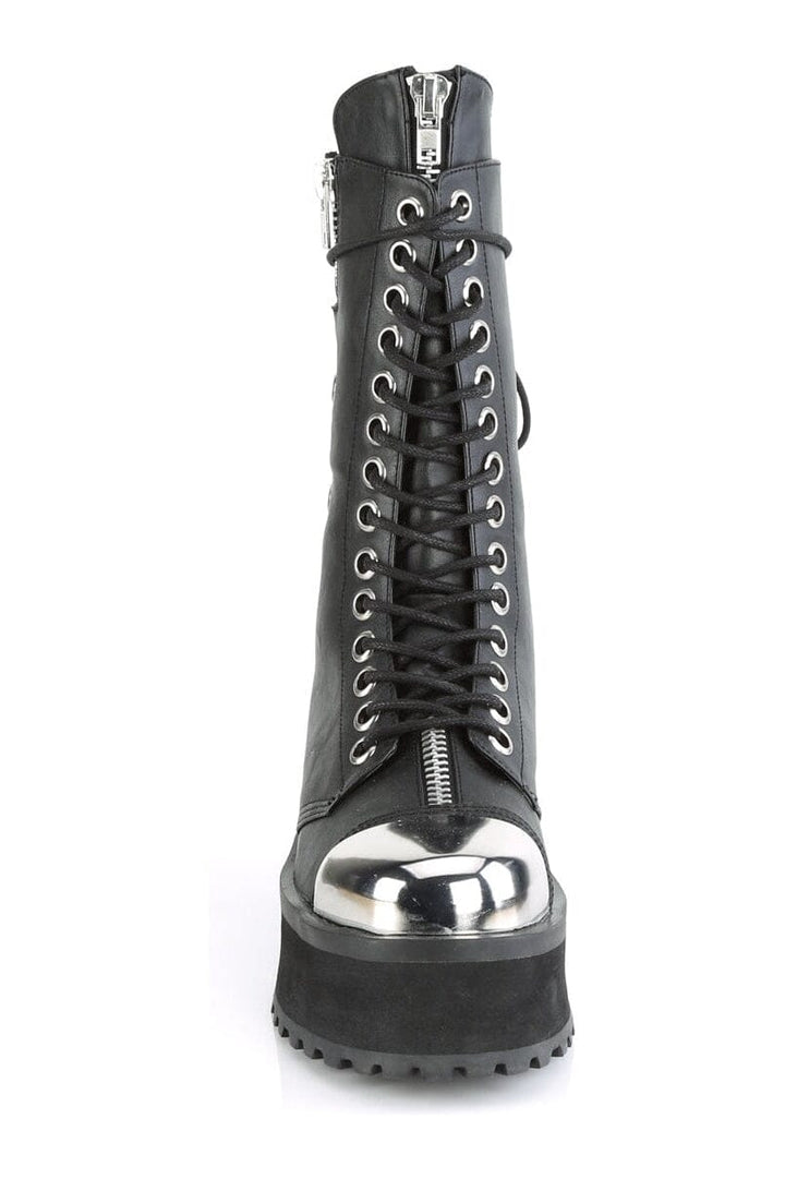 GRAVEDIGGER-14 Black Vegan Leather Knee Boot-Knee Boots-Demonia-SEXYSHOES.COM