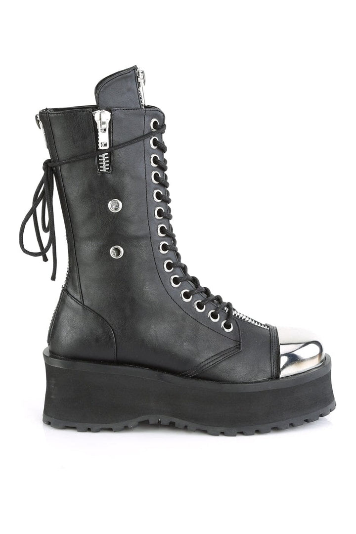 GRAVEDIGGER-14 Black Vegan Leather Knee Boot-Knee Boots-Demonia-SEXYSHOES.COM