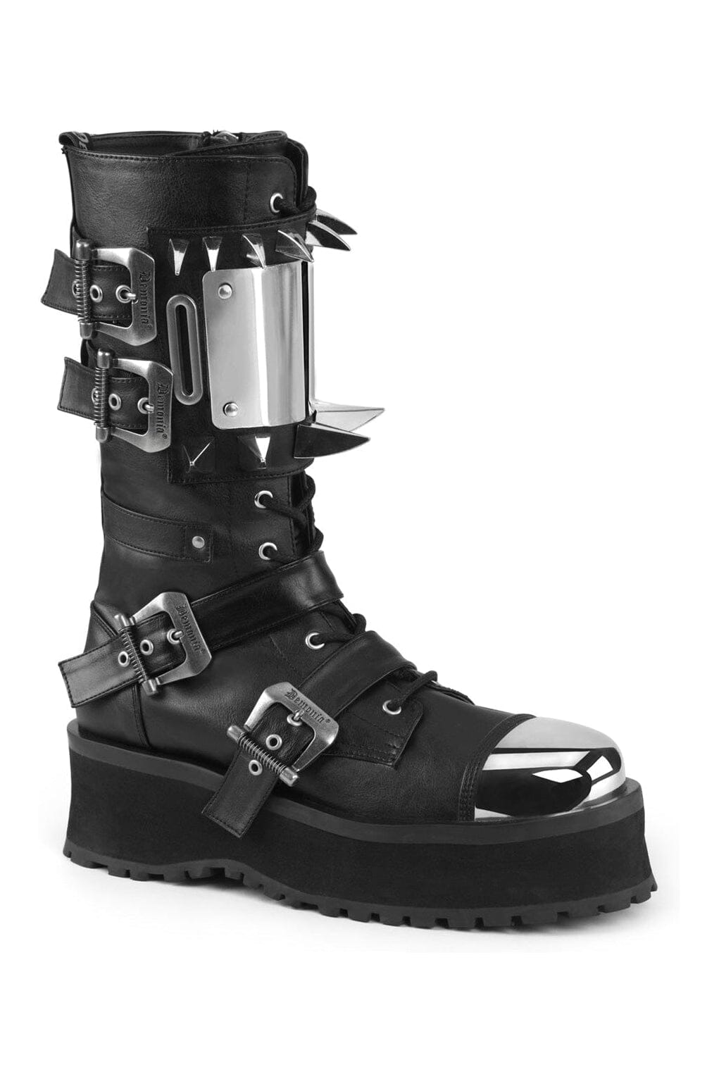 Demonia GRAVEDIGGER-250 Black Vegan Leather Knee Boot in Black Vegan Leather from SexyShoes.com