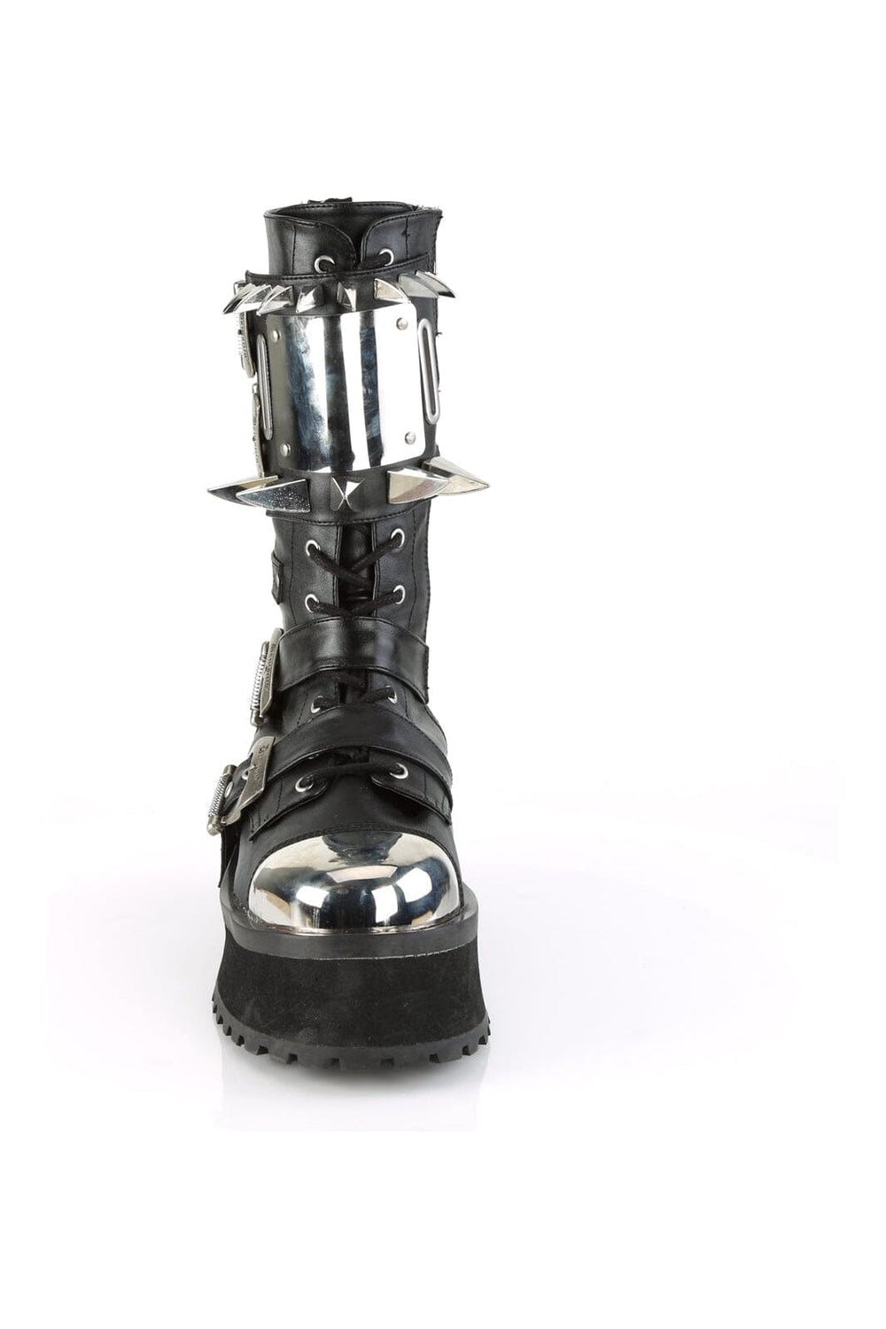 Demonia GRAVEDIGGER-250 Black Vegan Leather Knee Boot in Black Vegan Leather