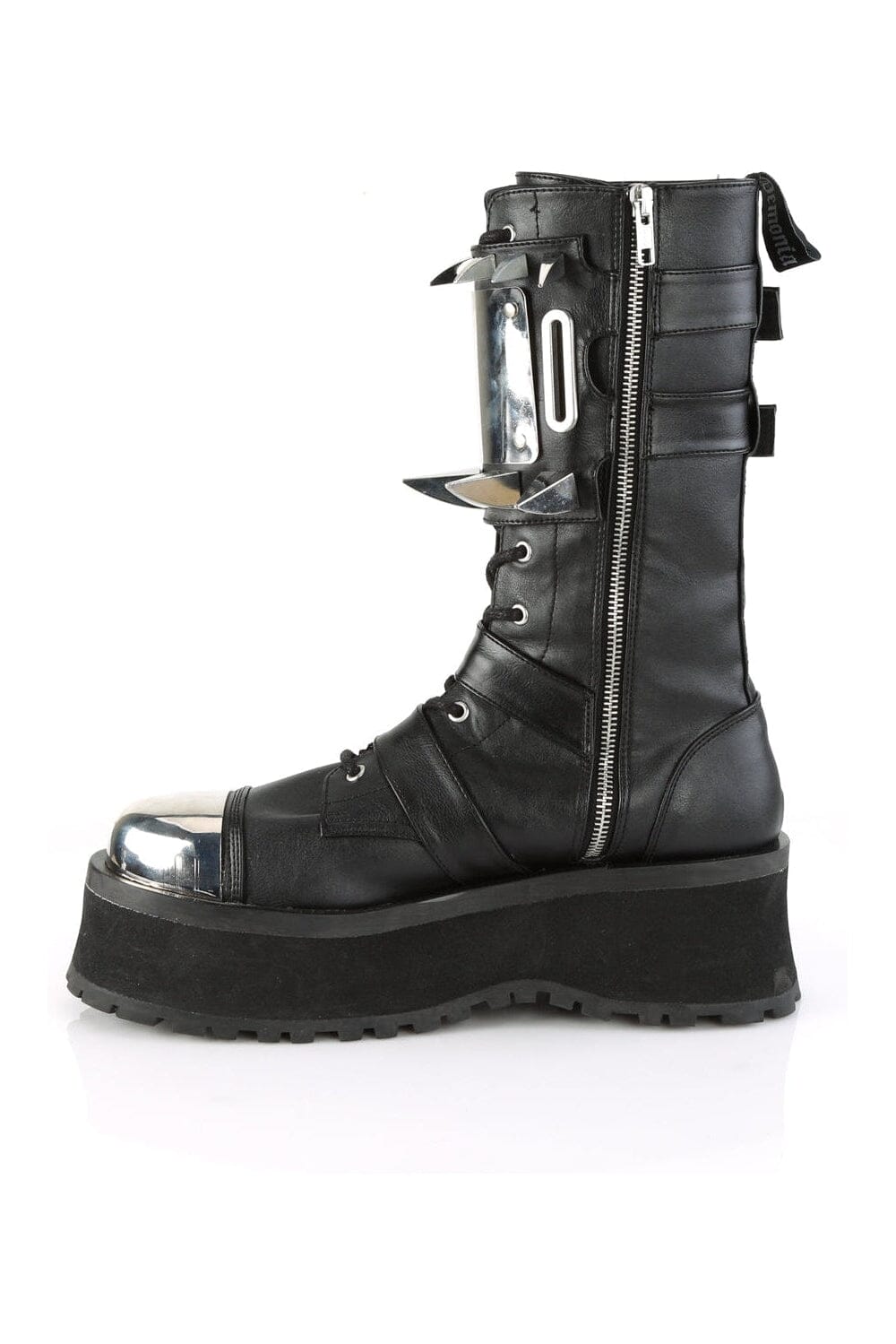 Demonia GRAVEDIGGER-250 Black Vegan Leather Knee Boot in Black Vegan Leather