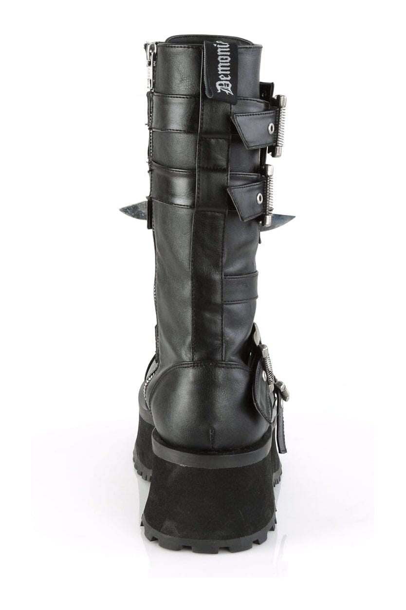 Demonia GRAVEDIGGER-250 Black Vegan Leather Knee Boot in Black Vegan Leather