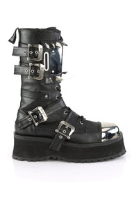 Demonia GRAVEDIGGER-250 Black Vegan Leather Knee Boot in Black Vegan Leather