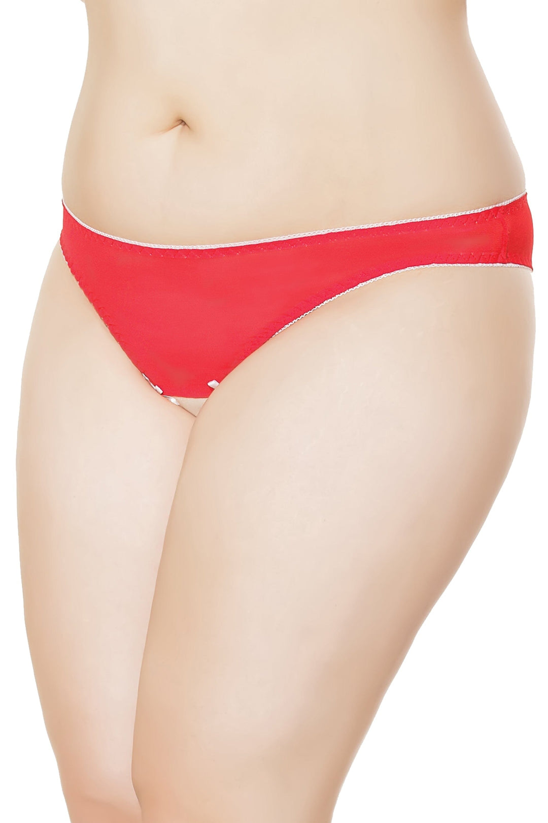 Gathered Mesh Panty With Santa Bells | Plus Size-Panties-Coquette-Red-Q-SEXYSHOES.COM