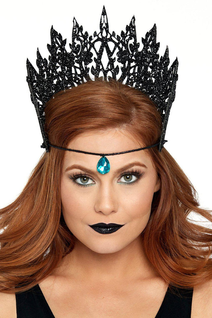 Glitter Die Cut Crown-Costume Headwear-Leg Avenue-Black-O/S-SEXYSHOES.COM