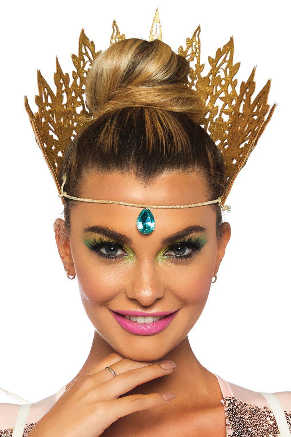 Leg Avenue Glitter Die Cut Crown in Gold  from SexyShoes.com