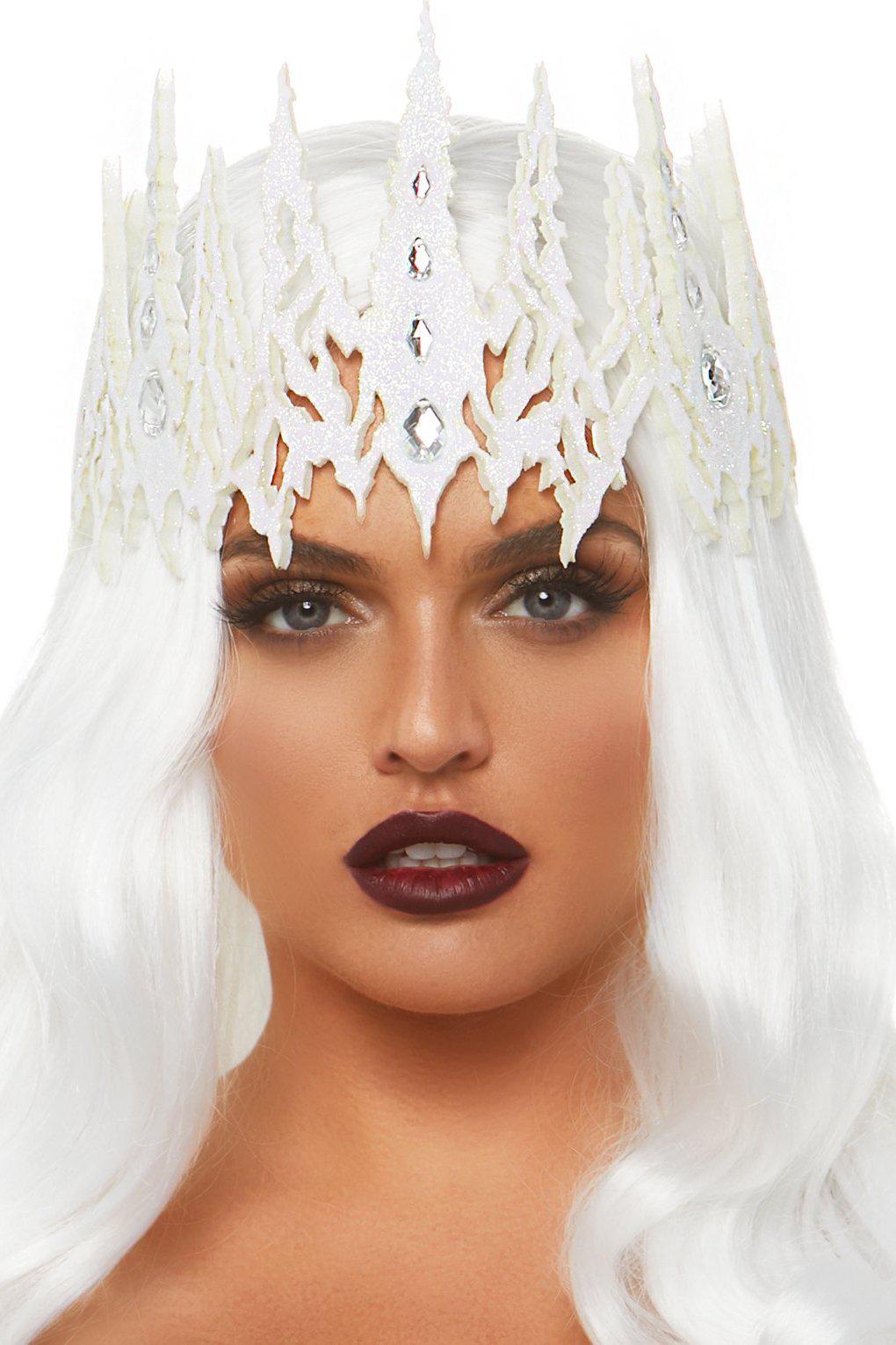 Glitter Die Cut Crown-Costume Headwear-Leg Avenue-White-O/S-SEXYSHOES.COM