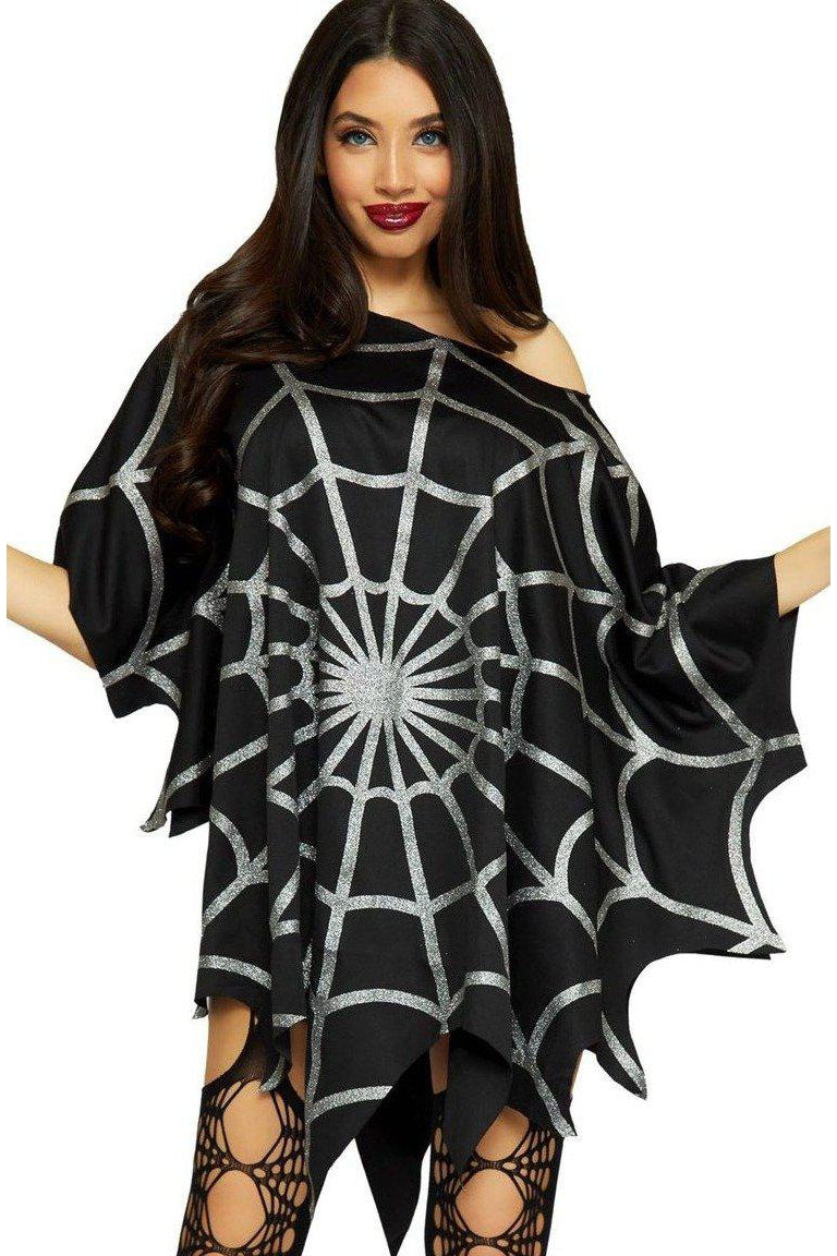 Glitter Web Poncho-Other Costumes-Leg Avenue-Black-O/S-SEXYSHOES.COM