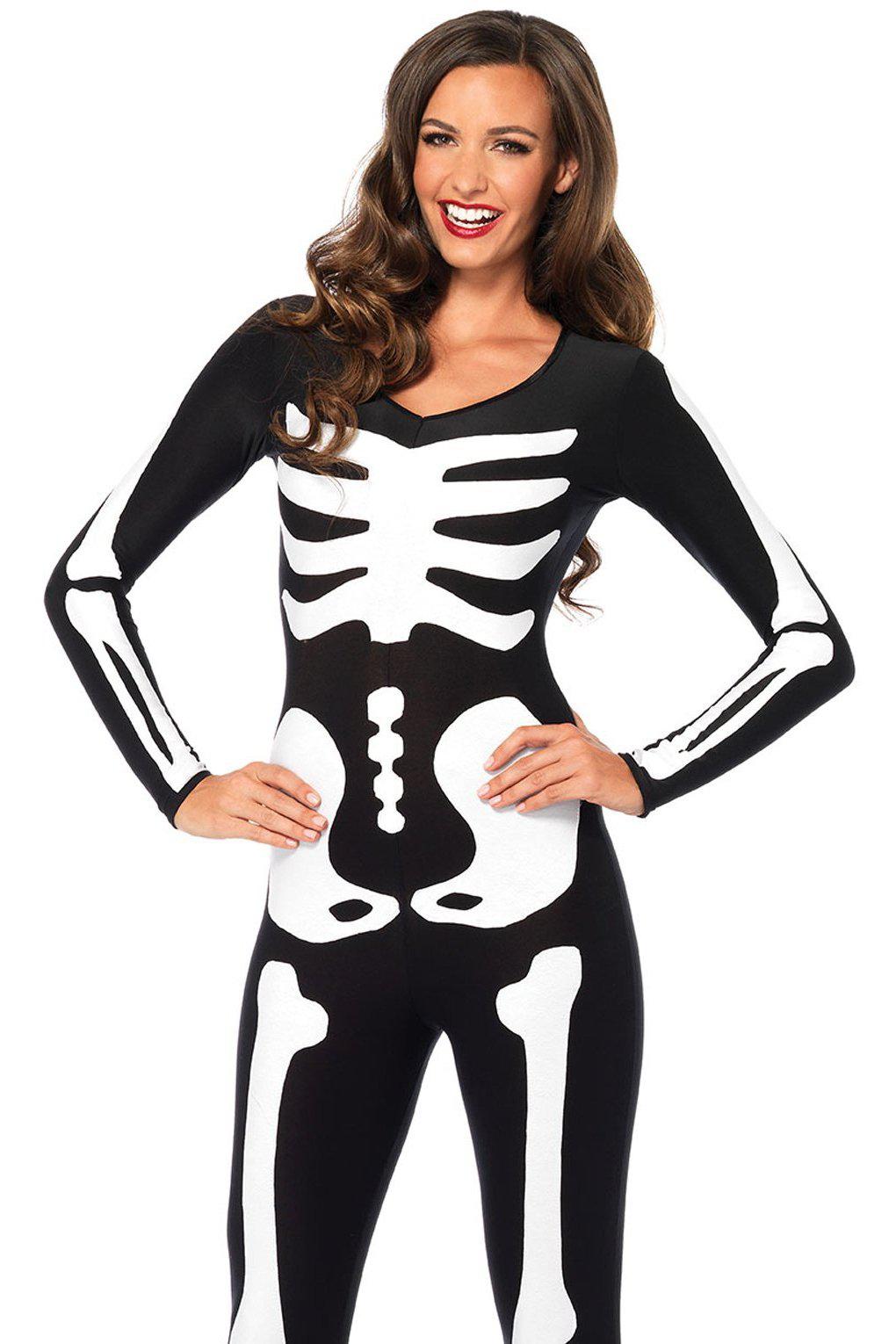 Glow In the Dark Skeleton Catsuit-Other Costumes-Leg Avenue-Black-S-SEXYSHOES.COM