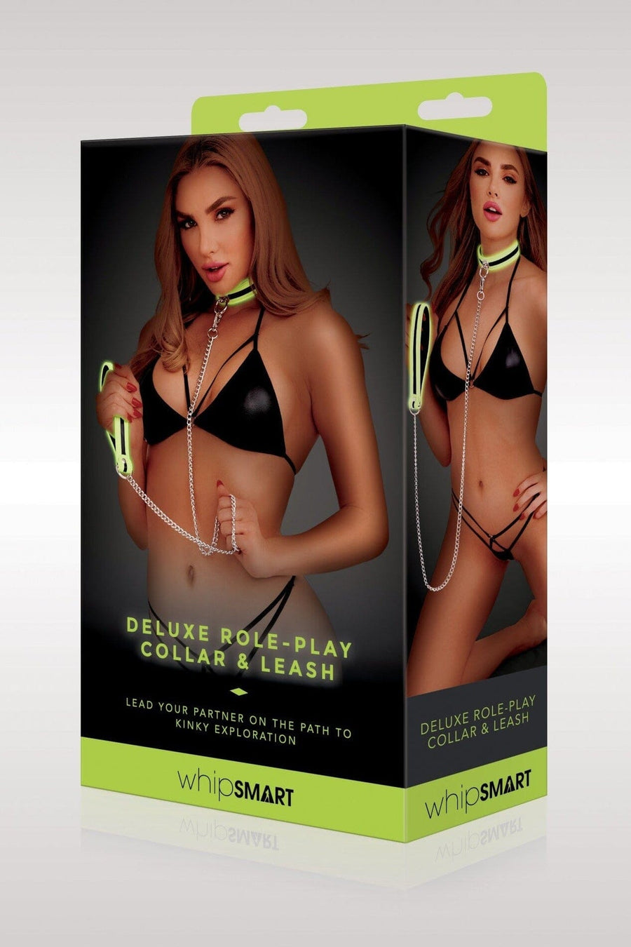 Glow in Dark Leash & Collar Set-Cuffs + Chokers-Whipsmart-Black-O/S-SEXYSHOES.COM