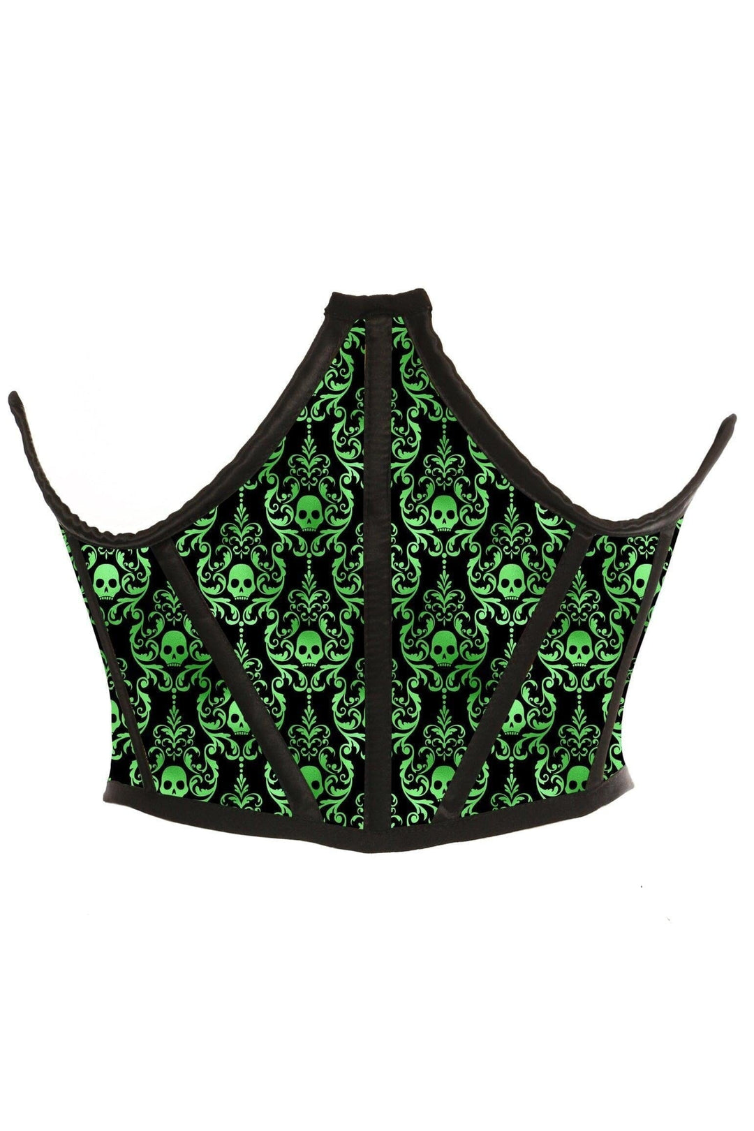Daisy Corsets Green & Black Skull Satin Open Cup Waist Cincher in Green  from SexyShoes.com