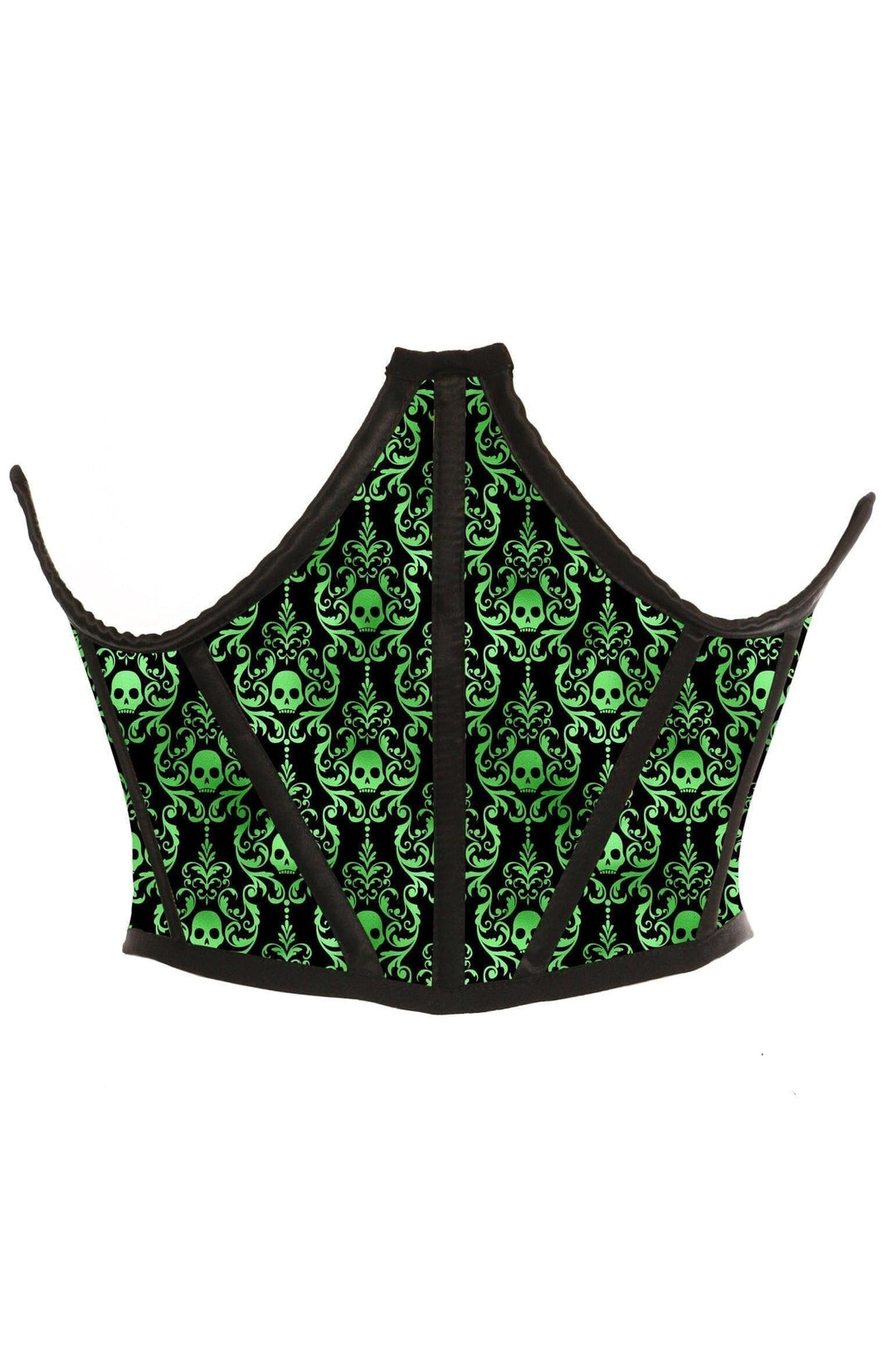 Green & Black Skull Satin Open Cup Waist Cincher-Devil Costumes-Daisy Corsets-Green-2X-SEXYSHOES.COM