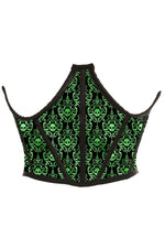 Green & Black Skull Satin Open Cup Waist Cincher