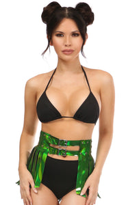 Daisy Corsets Green Holo Fringe Skirt in Green  from SexyShoes.com