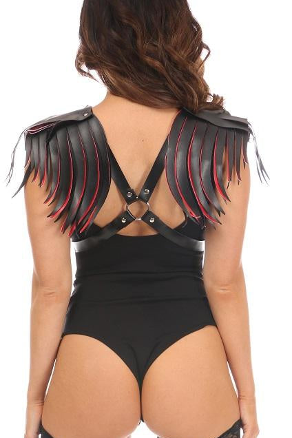 Daisy Corsets Vegan Leather Fringed Body Harness in Black 